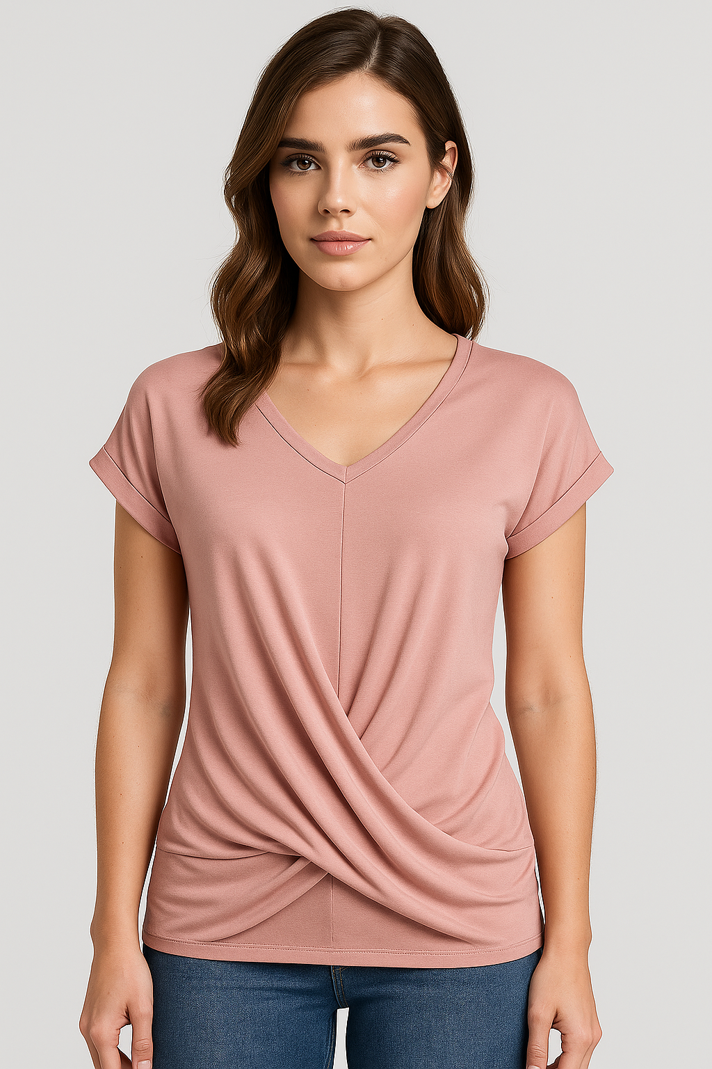 Ruth | T-Shirt mit V-Ausschnitt aus weichem, leichtem Stoff