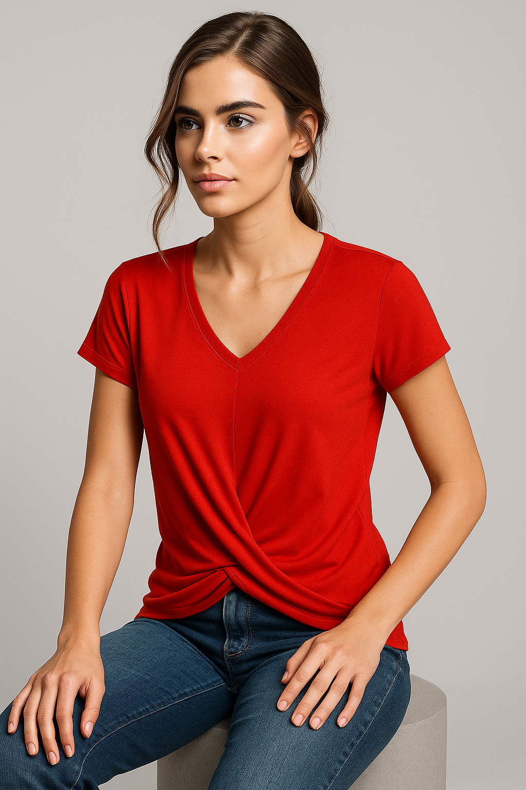 Ruth | T-Shirt mit V-Ausschnitt aus weichem, leichtem Stoff