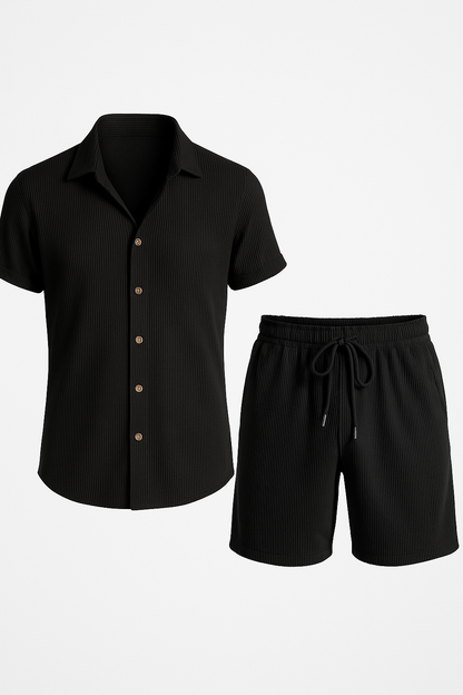 Jasper | Sommerliches Baumwollset mit Kurzarmhemd und elastischen Shorts