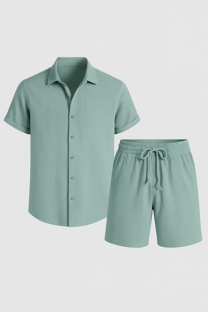 Jasper | Sommerliches Baumwollset mit Kurzarmhemd und elastischen Shorts