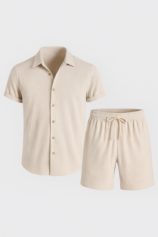 Jasper | Sommerliches Baumwollset mit Kurzarmhemd und elastischen Shorts