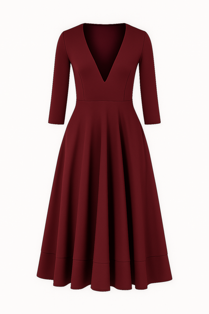 Eleanor | Elegantes Midikleid mit V-Ausschnitt