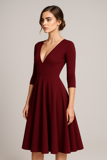 Eleanor | Elegantes Midikleid mit V-Ausschnitt