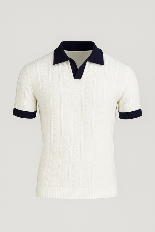 Felix | Retro-Strick-Poloshirt mit Kontrastkragen