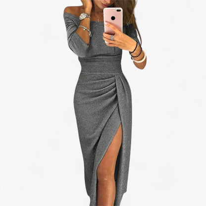 Alwinna - Elegantes Kleid mit freiem Schulterdesign