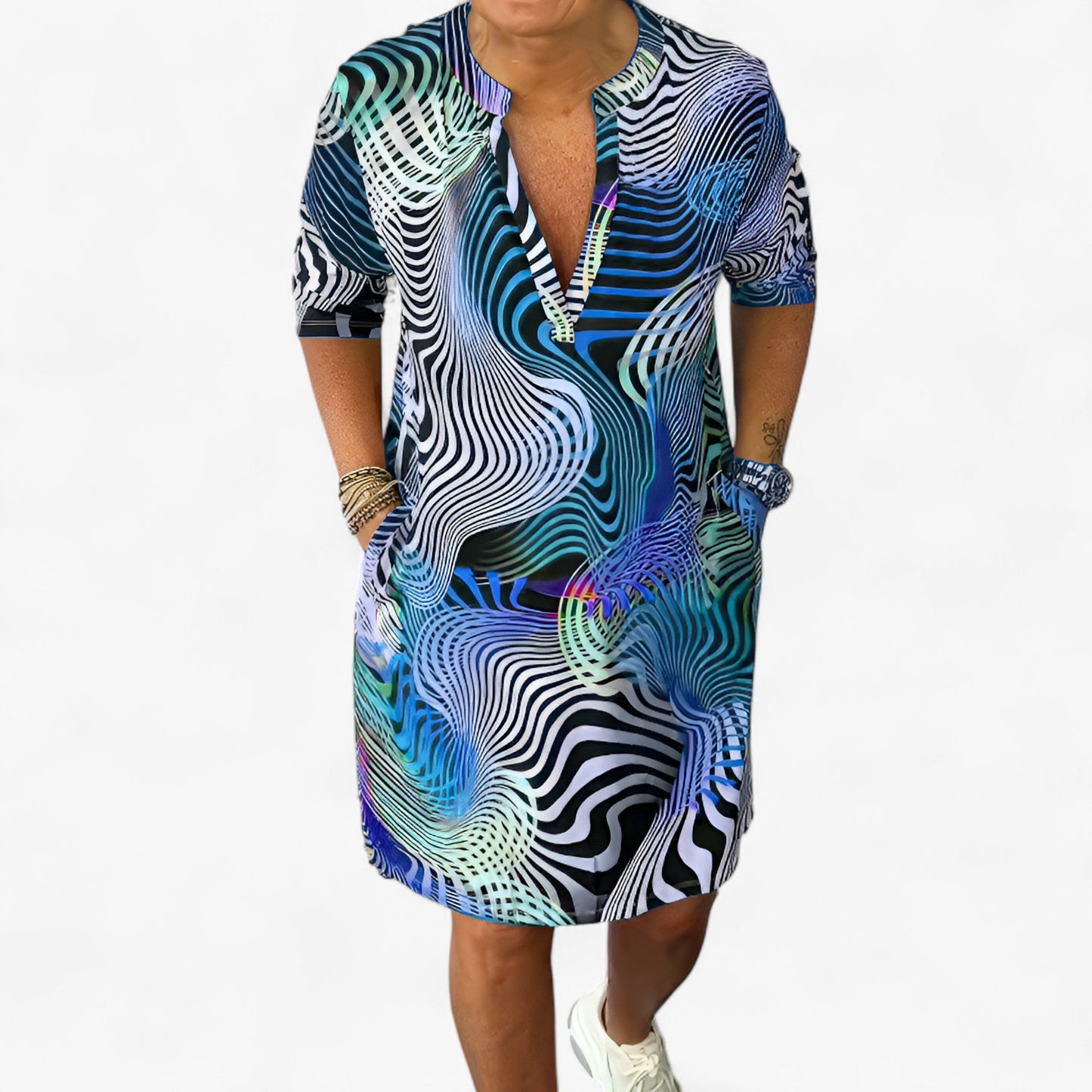 Katherine | Dehnbares Kleid mit V-Ausschnitt für Frauen