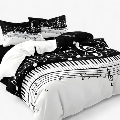 Luxe Layers - Muziek Piano Notitie Dekbedovertrek Beddengoed Set