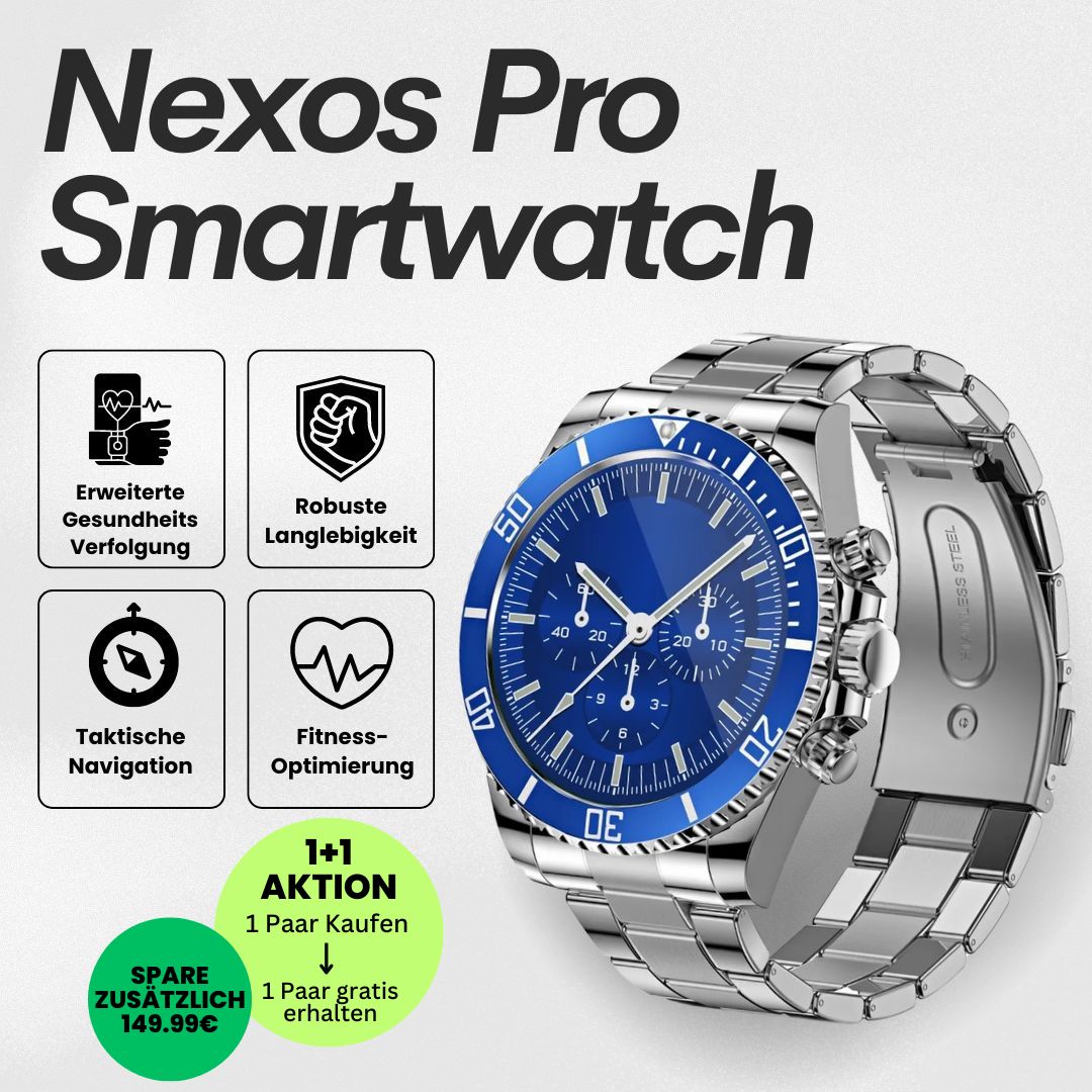 Nexos Pro Smartwatch - Unzerstörbare Militär-Gesundheitsuhr (2025) - Sonderaktion 1+1 Gratis