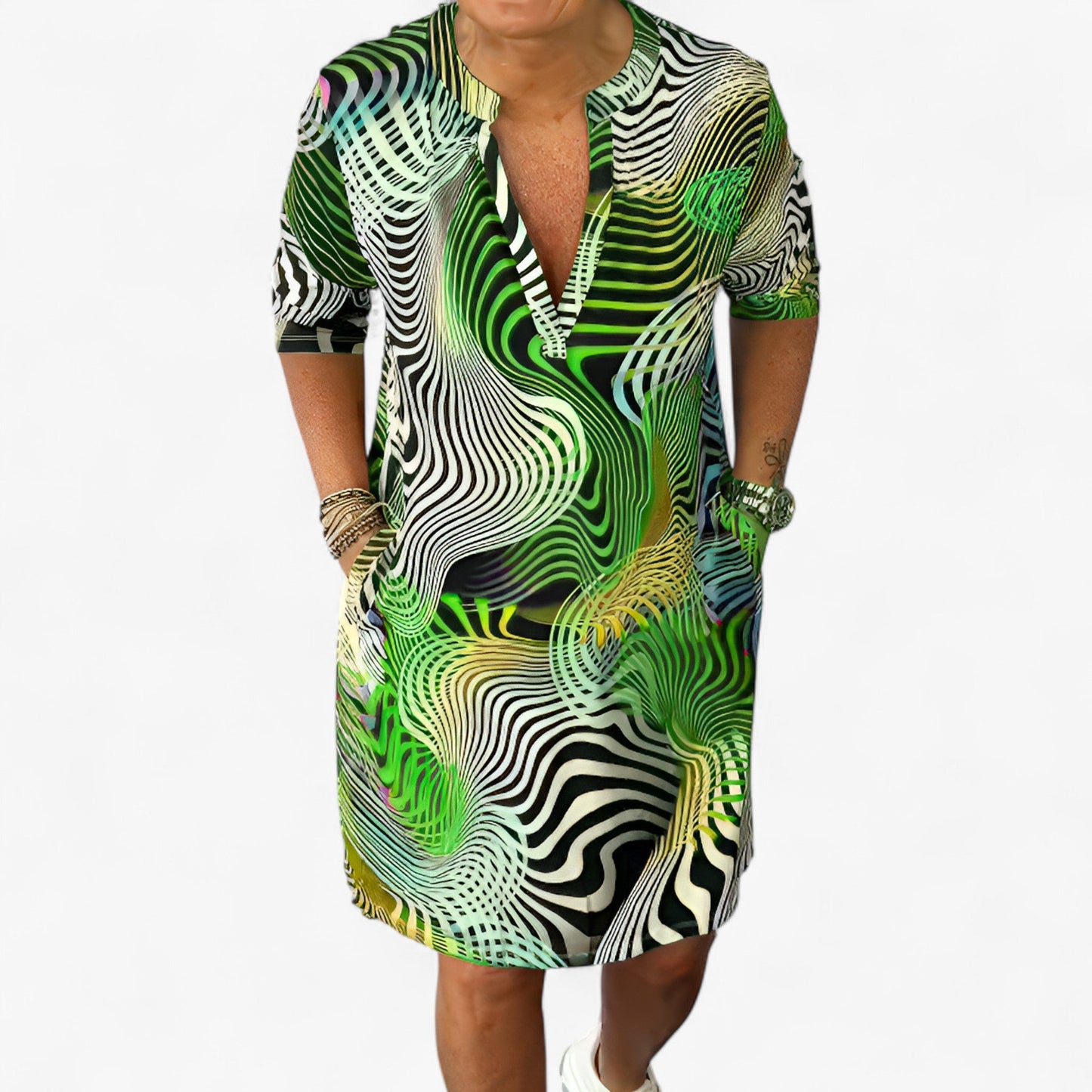 Katherine | Dehnbares Kleid mit V-Ausschnitt für Frauen