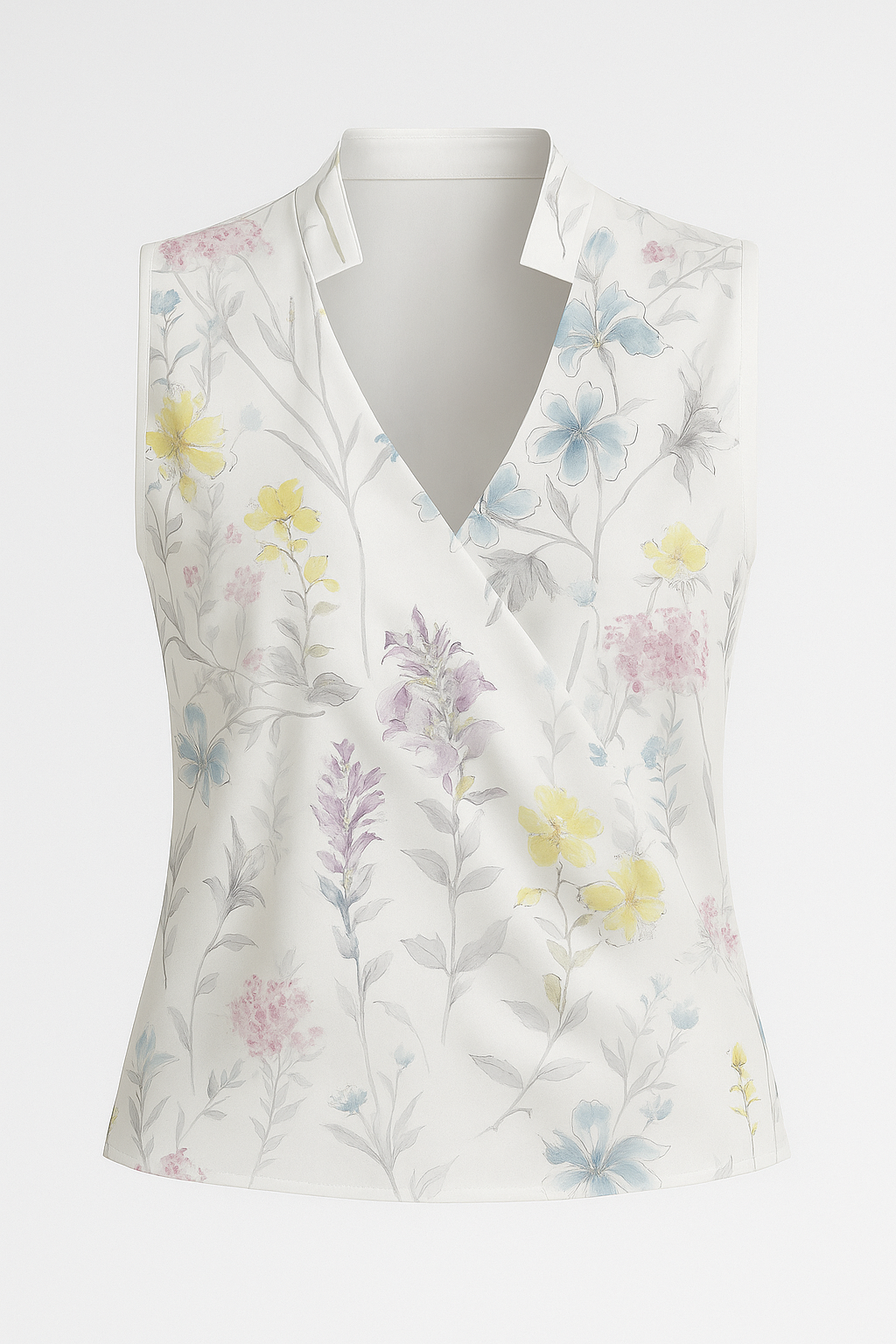 Elena | Ärmellose Bluse mit V-Ausschnitt und Stehkragen