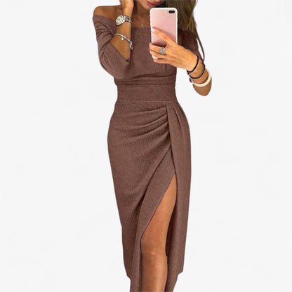 Alwinna - Elegantes Kleid mit freiem Schulterdesign