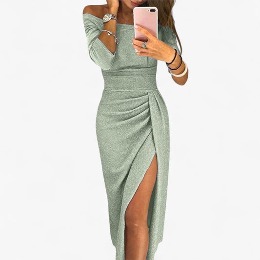 Alwinna - Elegantes Kleid mit freiem Schulterdesign