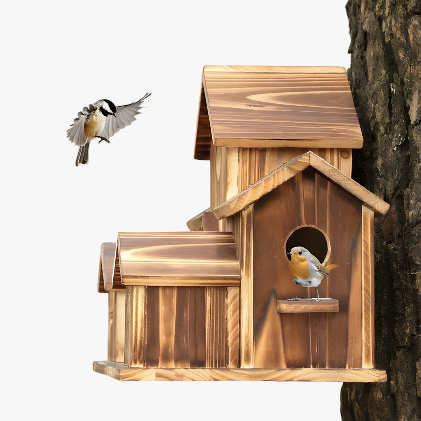 Handgefertigtes Vogelhaus mit 6 Löchern