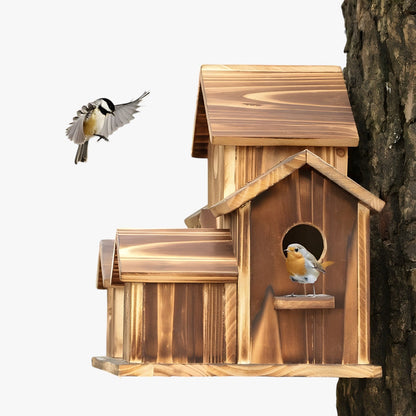 Handgefertigtes Vogelhaus mit 6 Löchern