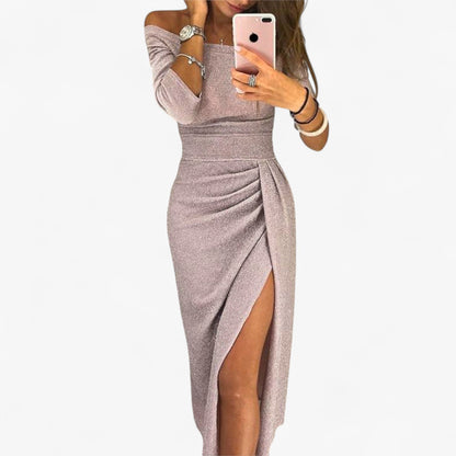 Alwinna - Elegantes Kleid mit freiem Schulterdesign