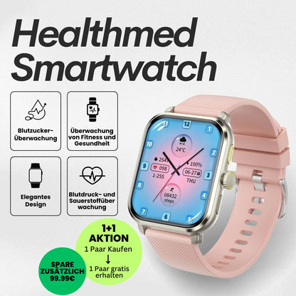 Healthmed Gesundheits-Smartwatch - zur Überwachung von Blutzucker - Sonderaktion 1+1 Gratis