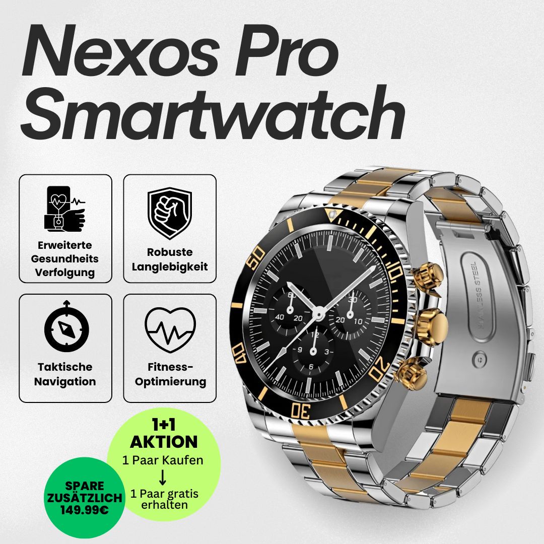 Nexos Pro Smartwatch - Unzerstörbare Militär-Gesundheitsuhr (2025) - Sonderaktion 1+1 Gratis