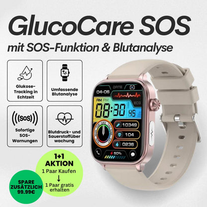 GlucoCare SOS - mit SOS-Funktion inkl. Sturzerkennung & zertifizierte Blutzuckermessung (2025) - Original - Sonderaktion 1+1 Gratis