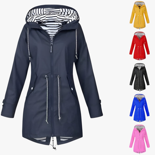 Beatrice | Wasserdichter Parka – Verstellbare Passform mit gestreifter Kapuzenfutter