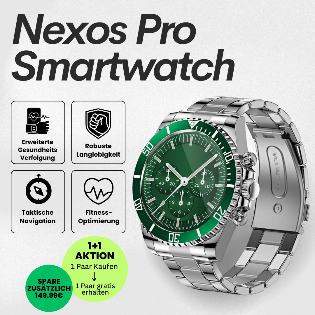Nexos Pro Smartwatch - Unzerstörbare Militär-Gesundheitsuhr (2025) - Sonderaktion 1+1 Gratis
