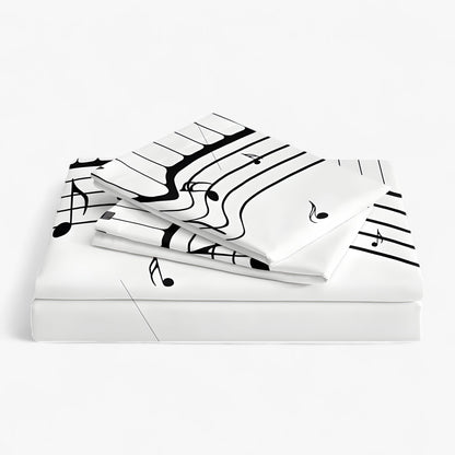 Luxe Layers - Muziek Piano Notitie Dekbedovertrek Beddengoed Set