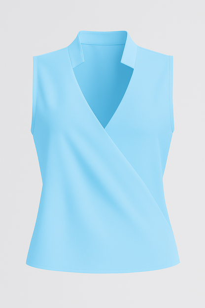 Elena | Ärmellose Bluse mit V-Ausschnitt und Stehkragen
