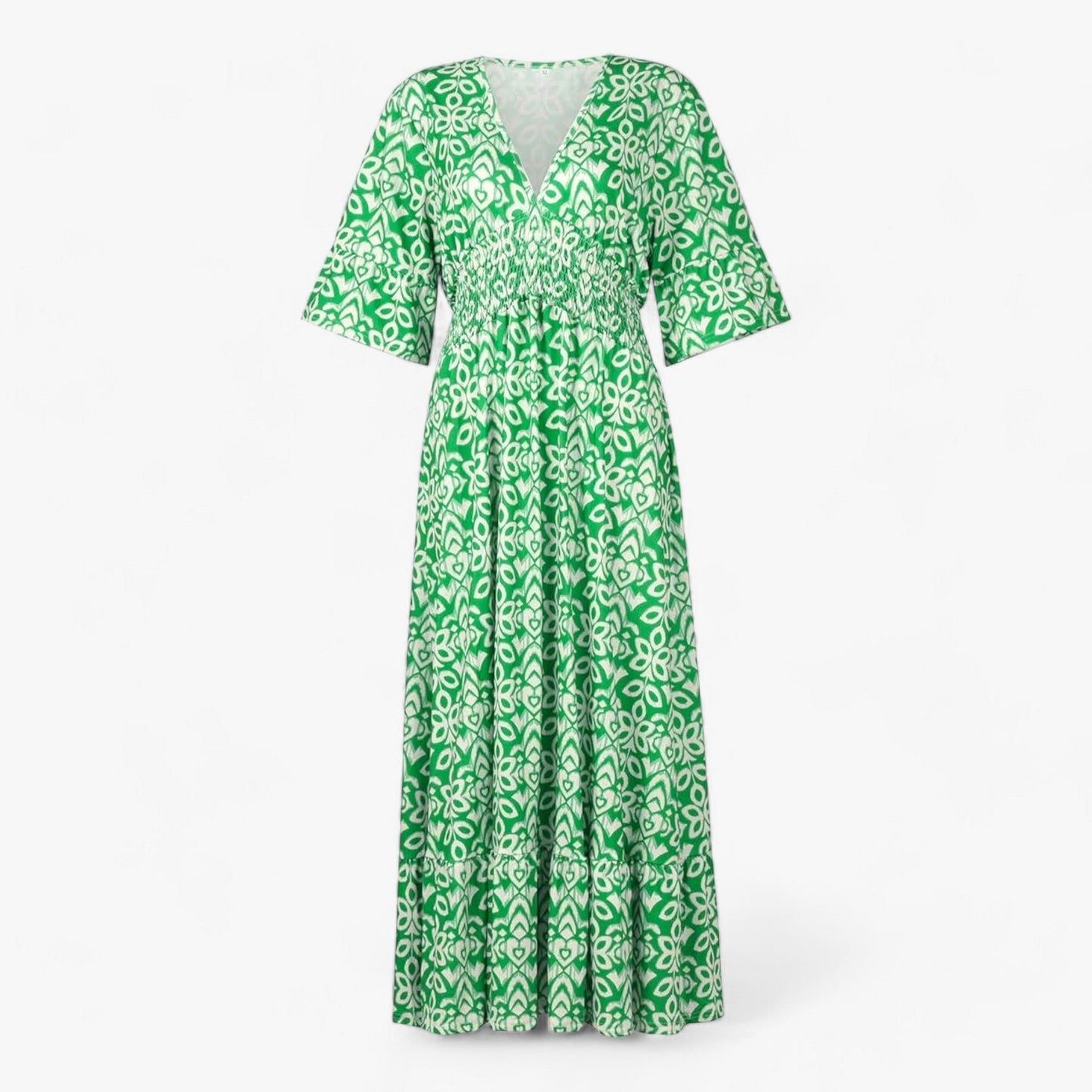 Großes Florales V-Ausschnitt-Kleid - Perfekt für Strandurlaube