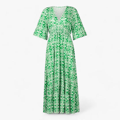 Großes Florales V-Ausschnitt-Kleid - Perfekt für Strandurlaube