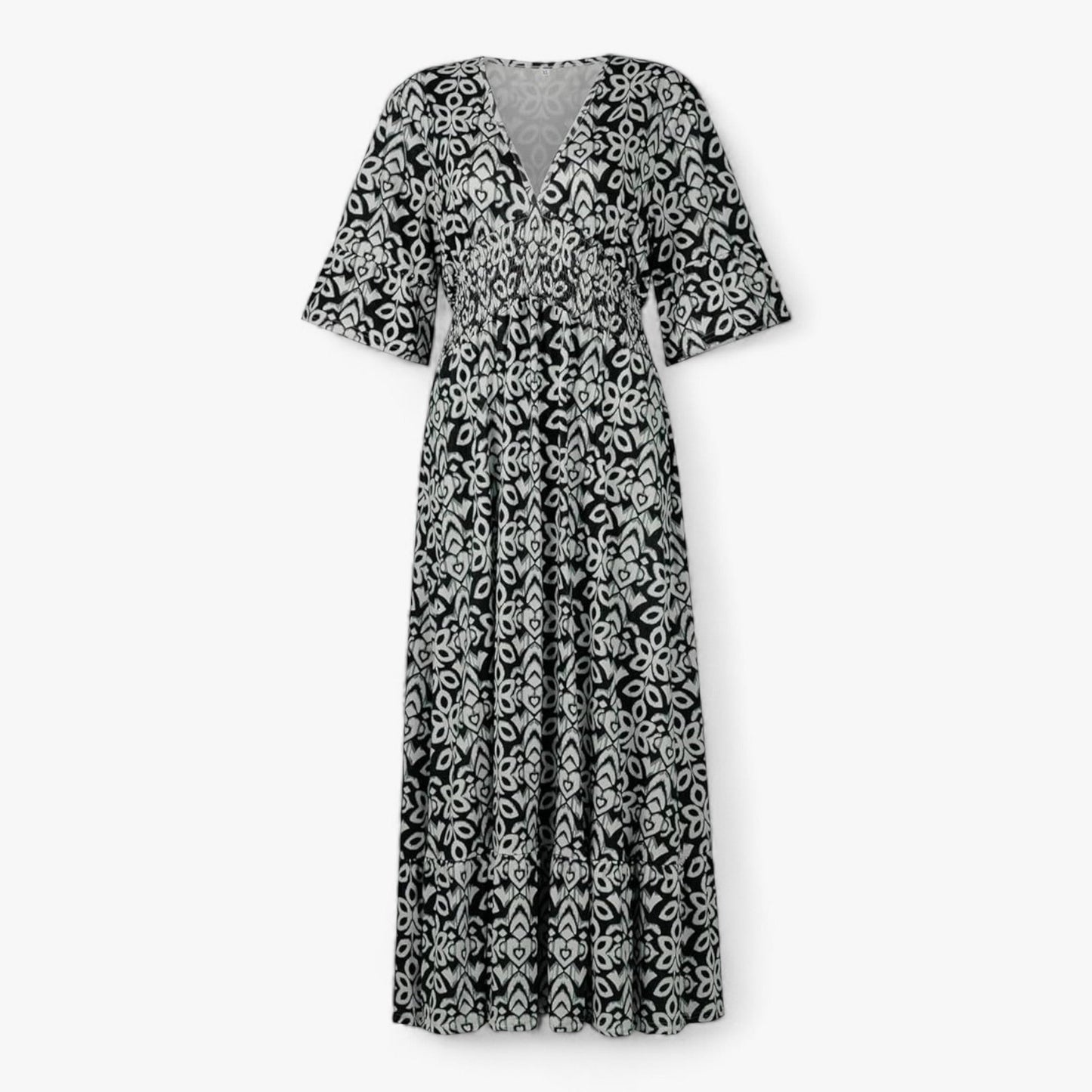 Großes Florales V-Ausschnitt-Kleid - Perfekt für Strandurlaube