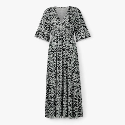 Großes Florales V-Ausschnitt-Kleid - Perfekt für Strandurlaube