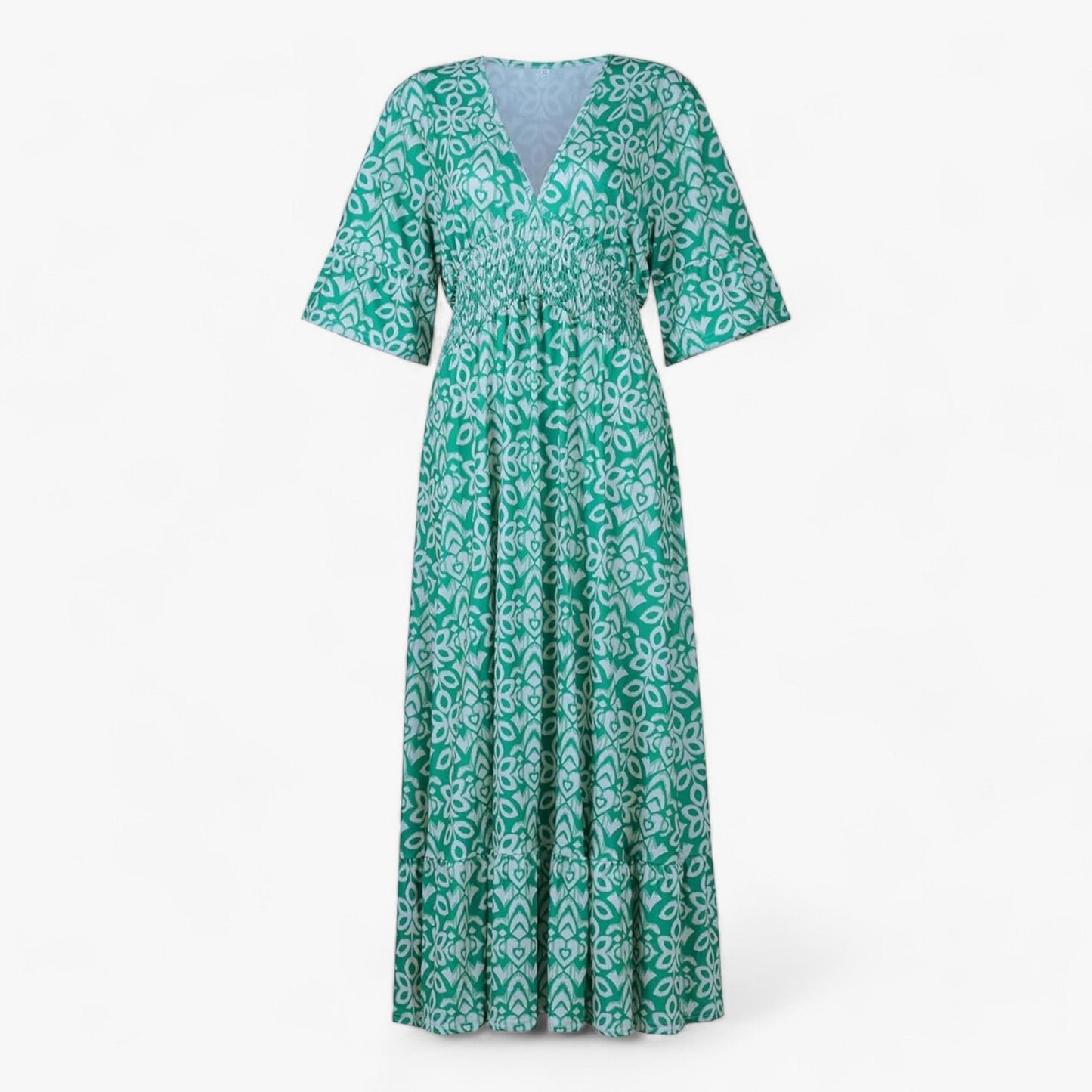 Großes Florales V-Ausschnitt-Kleid - Perfekt für Strandurlaube