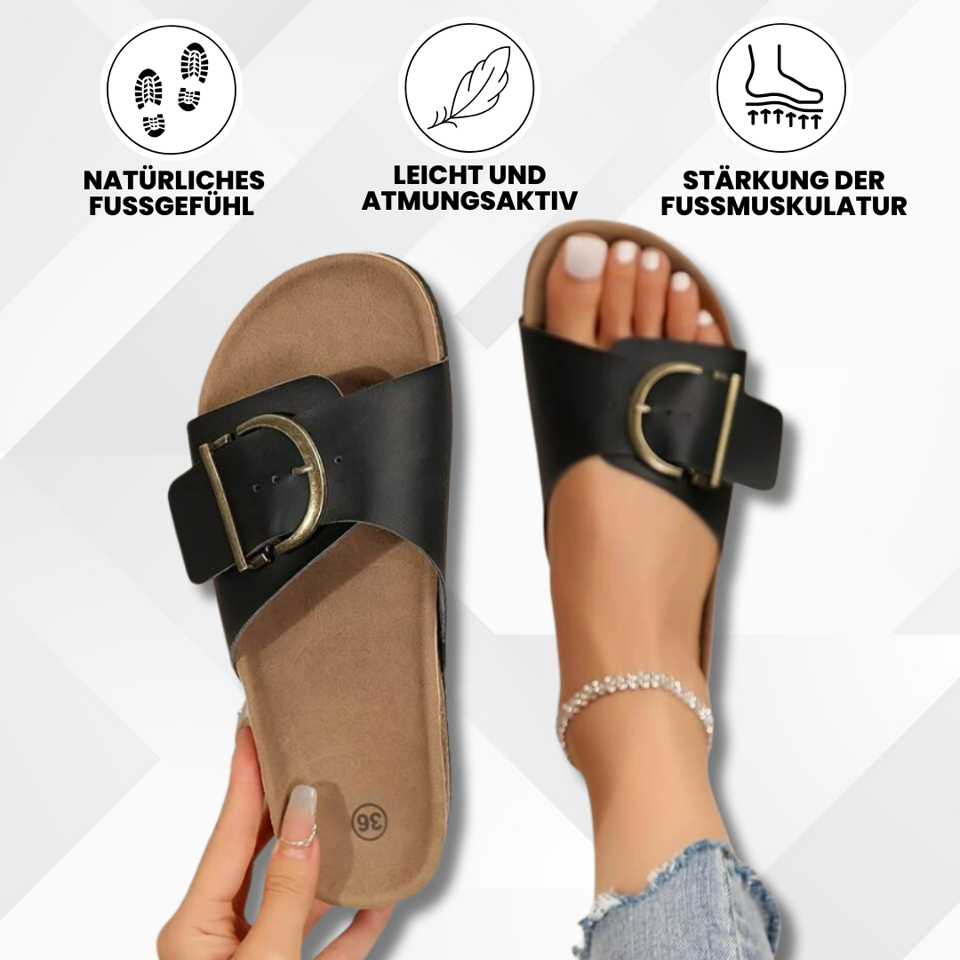 Kork-Sandalen mit Schnallenriemen-Design für Damen