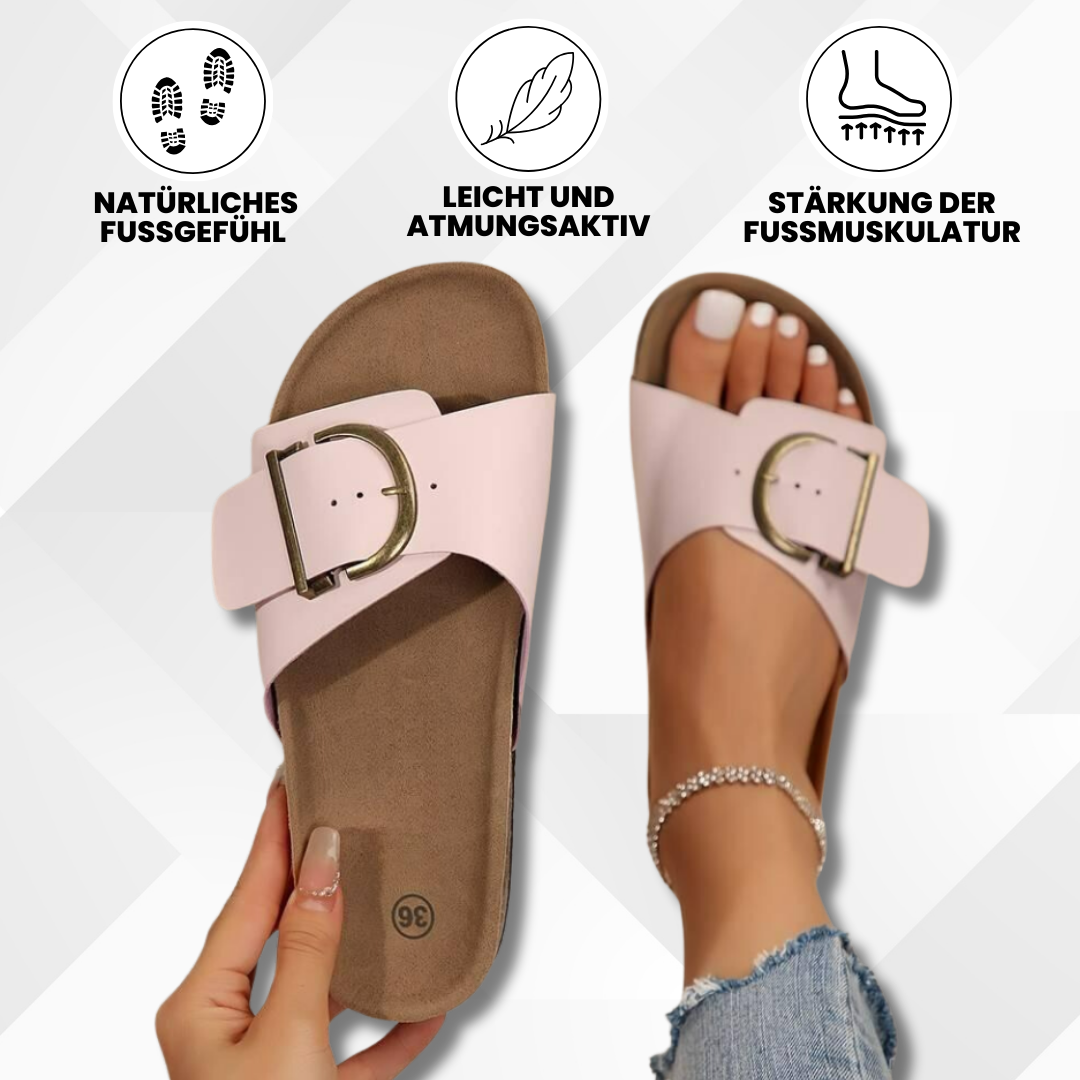 Kork-Sandalen mit Schnallenriemen-Design für Damen