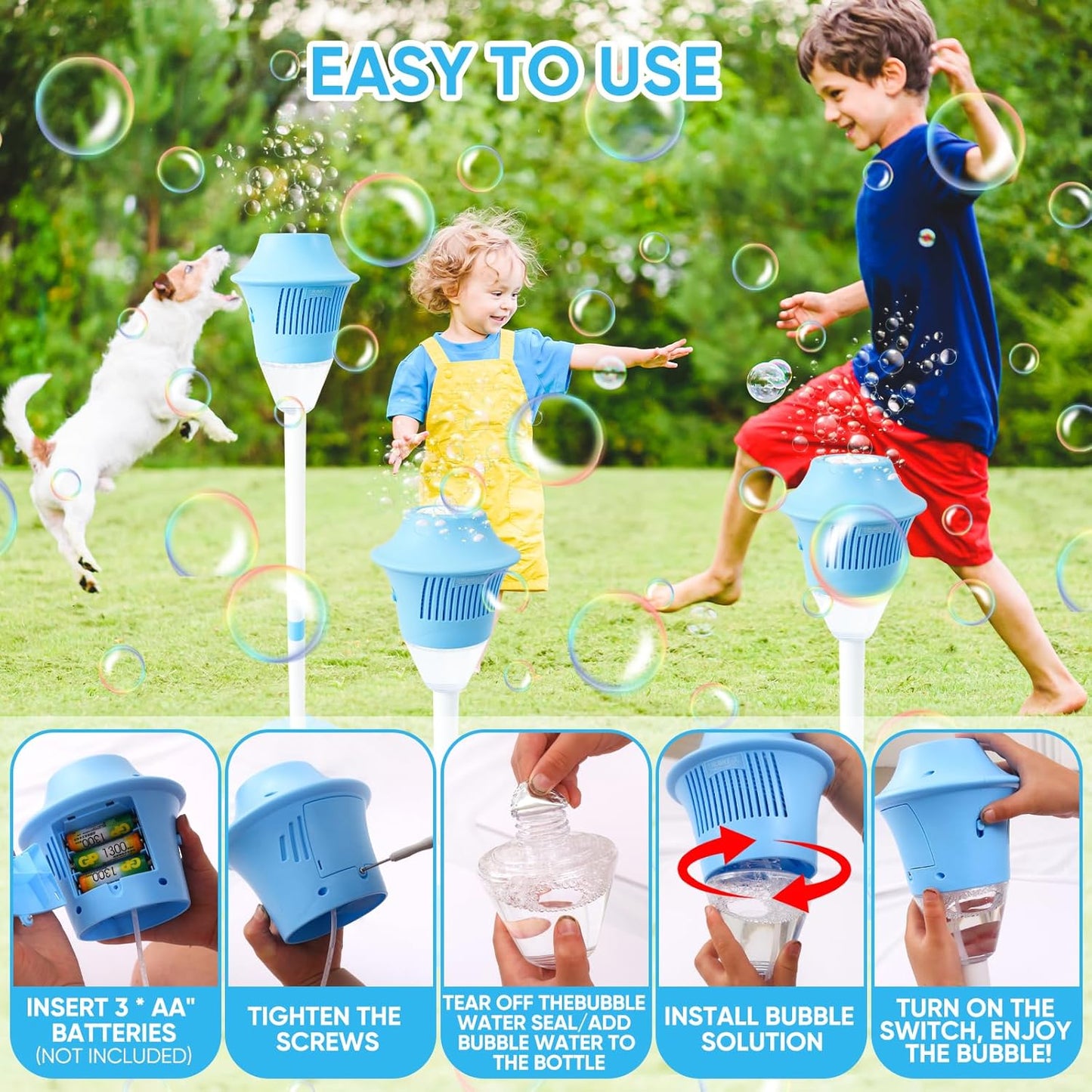 BubbleStorm™ - Tragbare Seifenblasenmaschine für Kinder