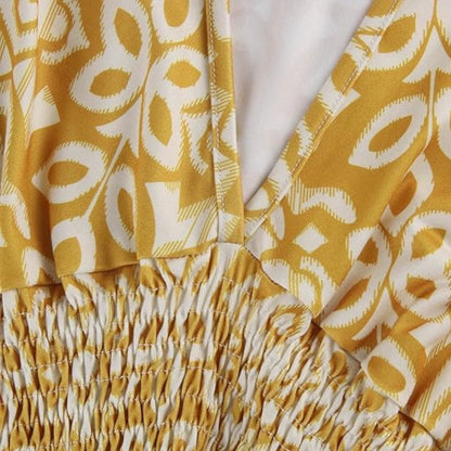 Großes Florales V-Ausschnitt-Kleid - Perfekt für Strandurlaube