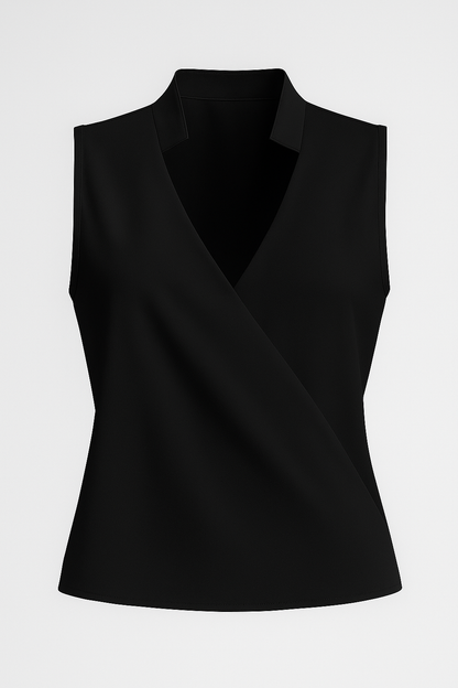 Elena | Ärmellose Bluse mit V-Ausschnitt und Stehkragen