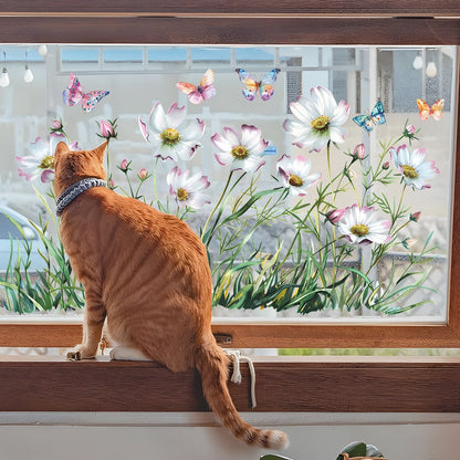 BloomLite™ - Floraler Nachbarschaftsfensteraufkleber mit bunten Blumen