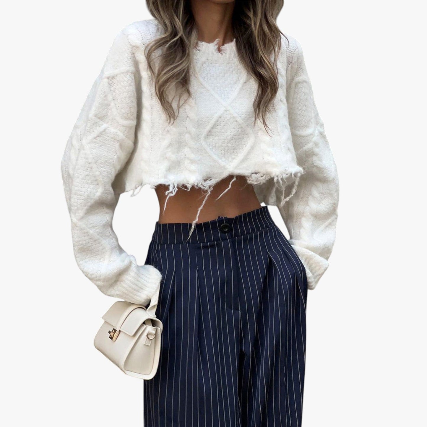 Sarah | Weite Hosen mit Bügelfalten und Streifen