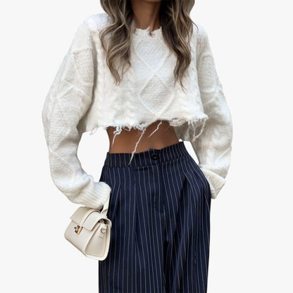 Sarah | Weite Hosen mit Bügelfalten und Streifen