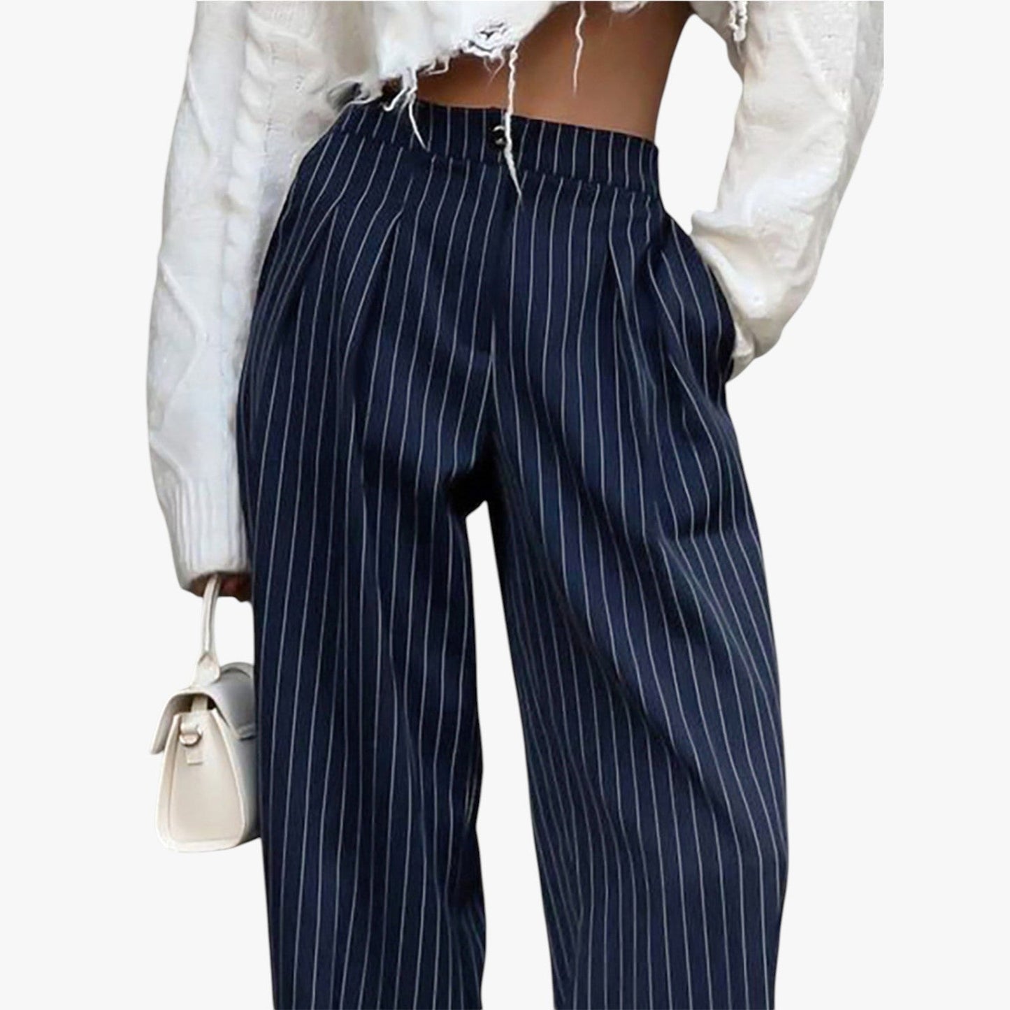 Sarah | Weite Hosen mit Bügelfalten und Streifen