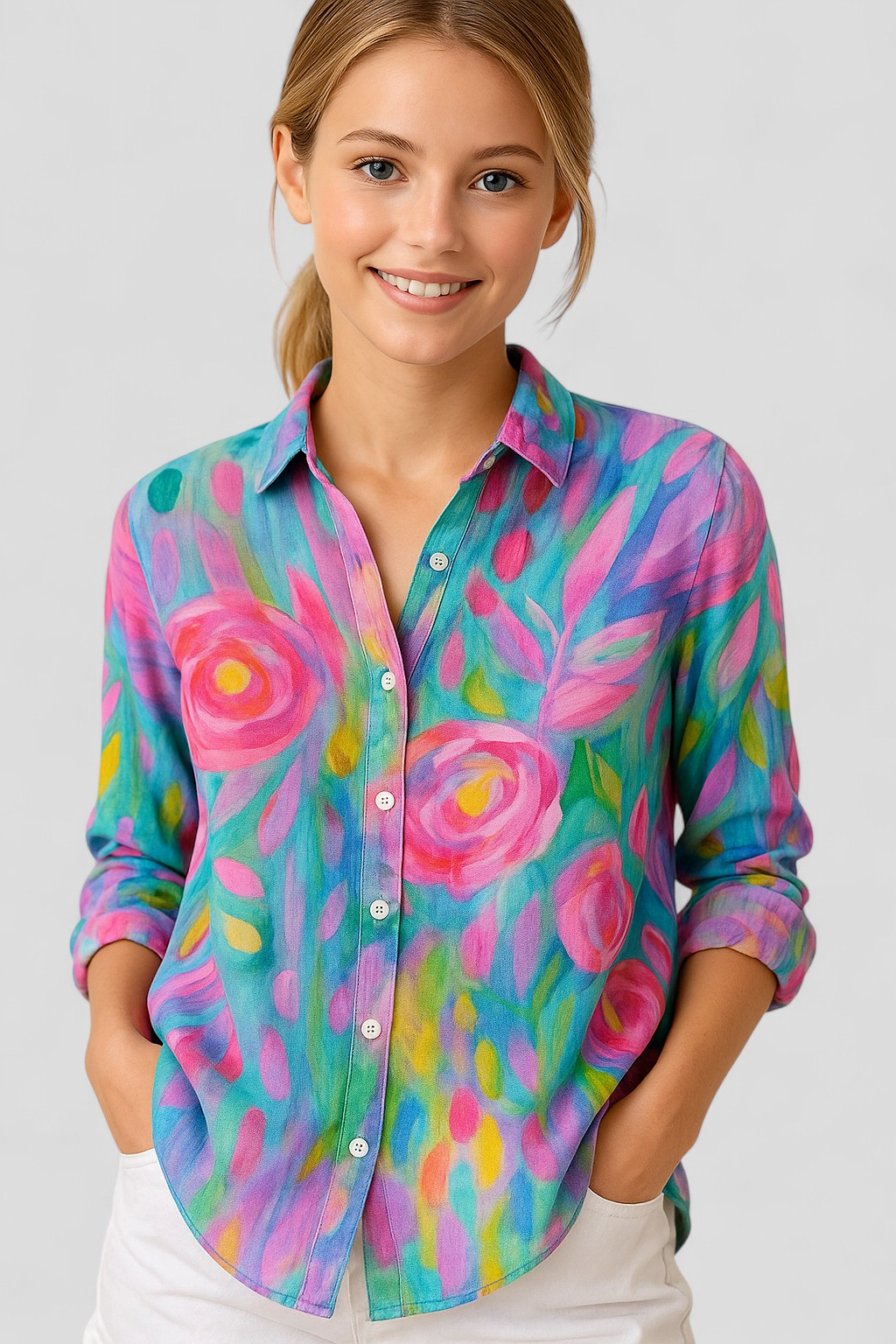 Norah | Bunte Damenbluse Mit Einzigartigem Design