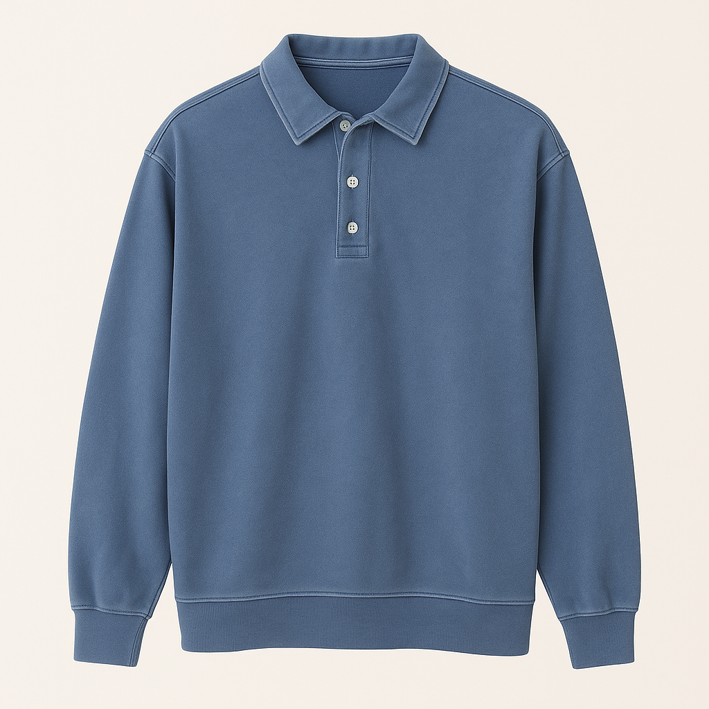 Leonardo | Vintage gewaschene Langarm-Poloshirt