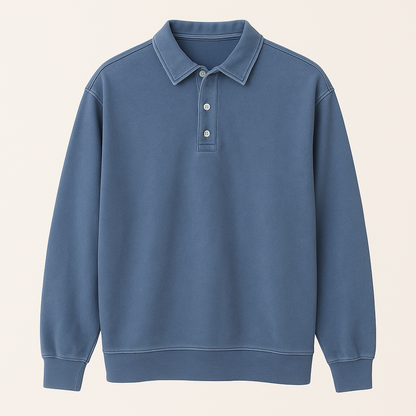 Leonardo | Vintage gewaschene Langarm-Poloshirt