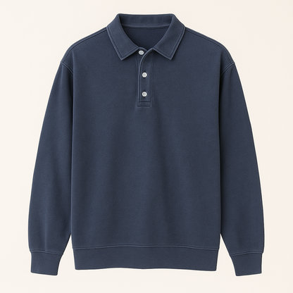 Leonardo | Vintage gewaschene Langarm-Poloshirt