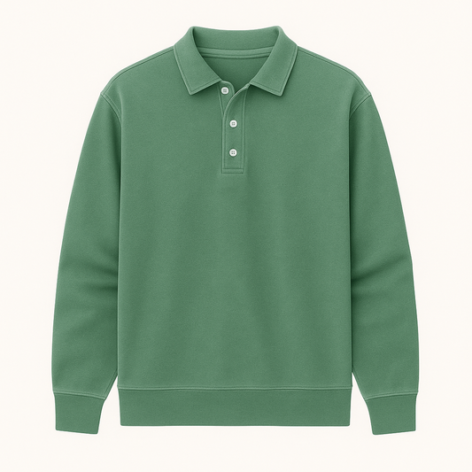 Leonardo | Vintage gewaschene Langarm-Poloshirt