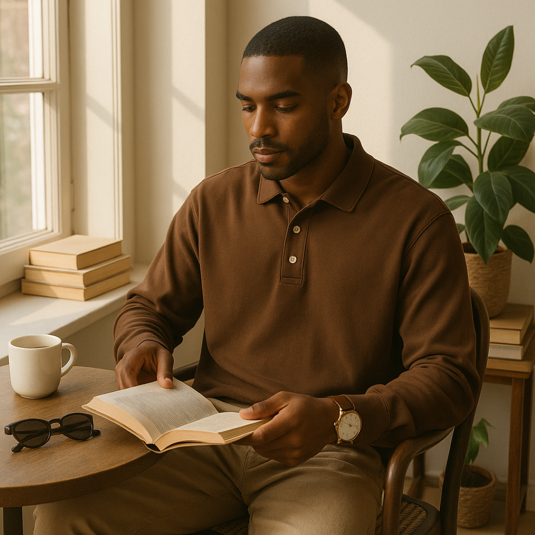 Leonardo | Vintage gewaschene Langarm-Poloshirt