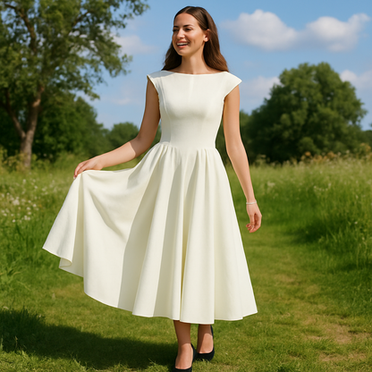 Valentina – Elegantes schwarzes Midi-Kleid mit freiem Rücken