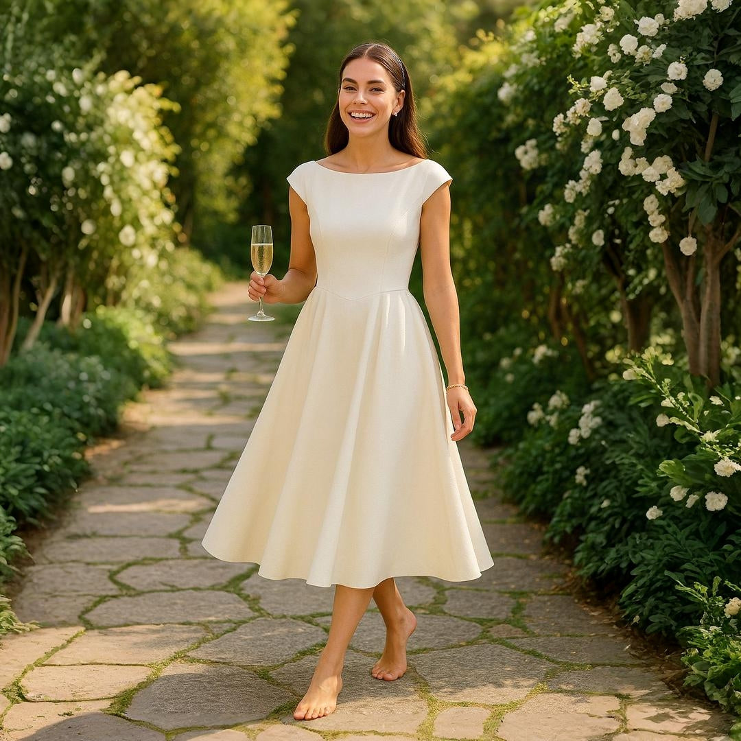 Valentina – Elegantes schwarzes Midi-Kleid mit freiem Rücken