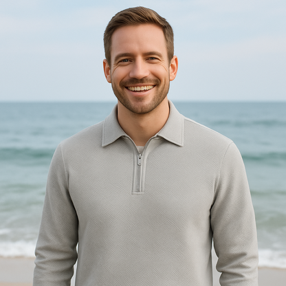 Victor | Texturiertes Herrenpullover mit Viertelreißverschluss - Moderne Passform