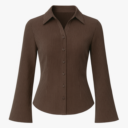 Katia | Eng anliegendes gestreiftes Blusenshirt mit weitem Ärmel